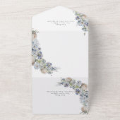Elegant Dusty Blue Floral QR Code All In One Uitnodiging (Buitenkant)