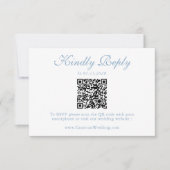 Elegant Dusty Blue Floral QR Code Wedding RSVP  (Devant)