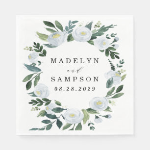Elegant Dusty Blue Floral Rustic Garden Wedding Servet