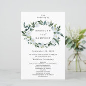 Élégant Dusty Blue Floral Rustic Wedding Programme (Debout devant)