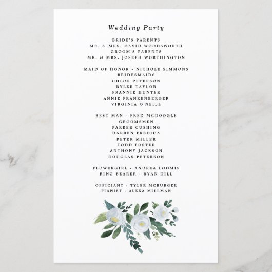 Élégant Dusty Blue Floral Rustic Wedding Programme (Dos)