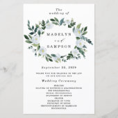 Élégant Dusty Blue Floral Rustic Wedding Programme (Devant)