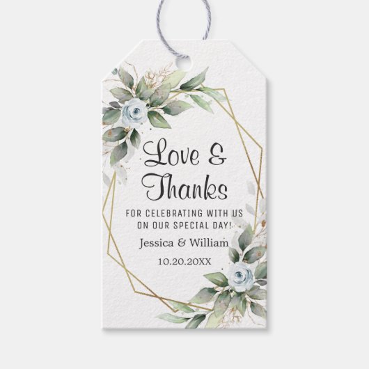 Elegant Dusty Blue Floral Vrijgezellenfeest dank u Cadeaulabel (Voorkant)