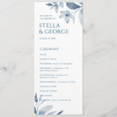 Elegant Dusty Blue Floral Waterverf Wedding Programma (Voorkant)