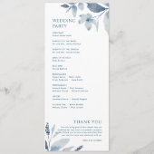 Elegant Dusty Blue Floral Waterverf Wedding Programma (Achterkant)