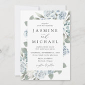 Elegant Dusty Blue Floral Wedding Kaart (Voorkant)