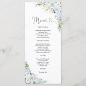 Elegant Dusty Blue Floral Wedding Menu (Voorkant)