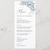 Elegant Dusty Blue Floral Wedding Menu (Voorkant)