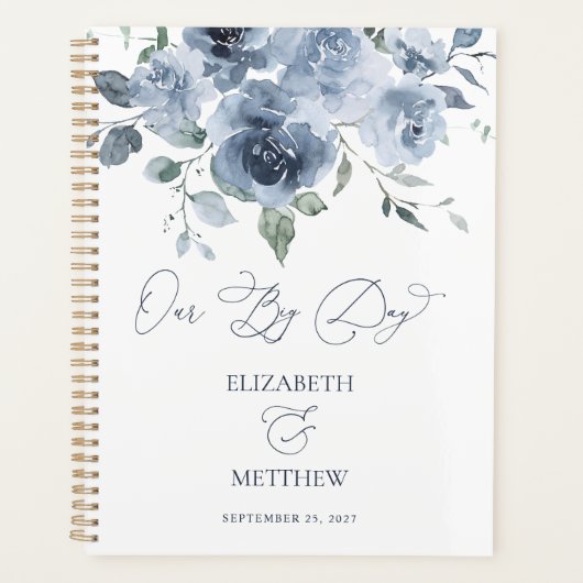 Elegant Dusty Blue Floral Wedding Planner (Voorkant)