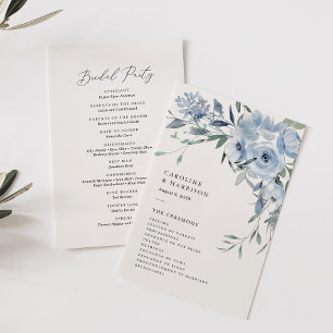 Elégant Dusty Blue Floral Wedding Programme