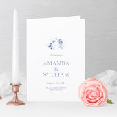 Elégant Dusty Blue Floral Wedding Programme
