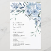 Elégant Dusty Blue Floral Wedding Programme (Devant)