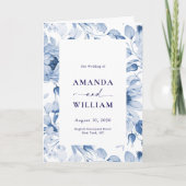Elégant Dusty Blue Floral Wedding Programme (Devant)