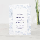 Elegant Dusty Blue Floral Wedding Programme Bedankkaart (Voorkant)