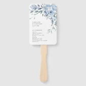 Elegant Dusty Blue Floral Wedding Programme Handwaaier (Voorkant)