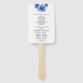 Elegant Dusty Blue Floral Wedding Programme Handwaaier (Achterkant)