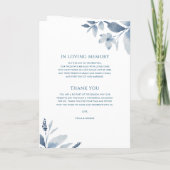 Elegant Dusty Blue Floral Wedding Programme Programma (Achterkant)