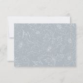 Elegant Dusty Blue Floral Wreath Wedding RSVP Kaar Kaart (Achterkant)