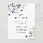 Elegant Dusty Blue Foliage Wedding Save the Date Briefkaart (Voorkant)