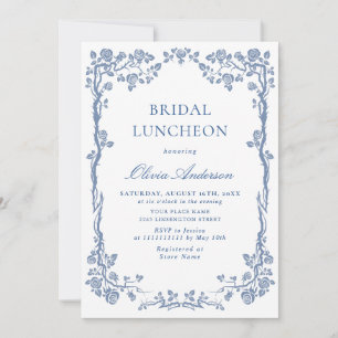Elegant Dusty Blue French Garden BRIDAL LUNCHEON Kaart