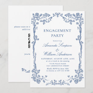 Elegant Dusty Blue French Garden ENGAGTY Kaart