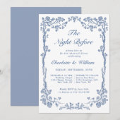 Elegant Dusty Blue French Garden Rehearsal Dinner Kaart (Voorkant / Achterkant)