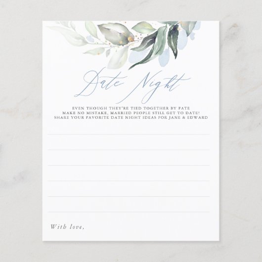 Elegant Dusty Blue Greenery Date Night Ideas (Voorkant)