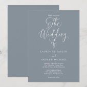 Elegant Dusty Blue Grey Minimalist Wedding Kaart (Voorkant / Achterkant)