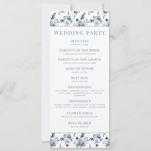 Élégant Dusty Blue Grey Programmes de mariage (Dos)
