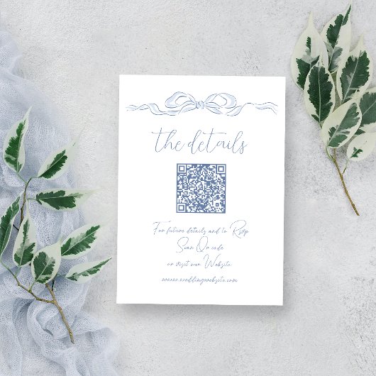 Elegant Dusty Blue Hand getrokken boog QR Code Det Informatiekaartje