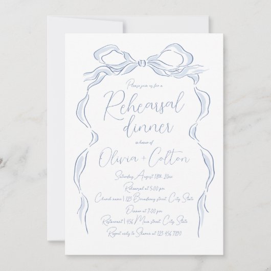 Elegant Dusty Blue Hand getrokken boog repetitie d Kaart (Voorkant)