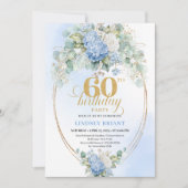 Elegant Dusty Blue Hydrangeas 60th Invitation (Devant)