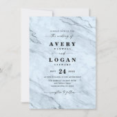 Elegant Dusty Blue Marble & Glitter Wedding Kaart (Voorkant)