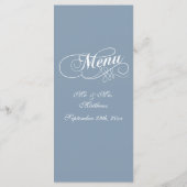 Elégant Dusty Blue Mariage Menu Modèles (Dos)