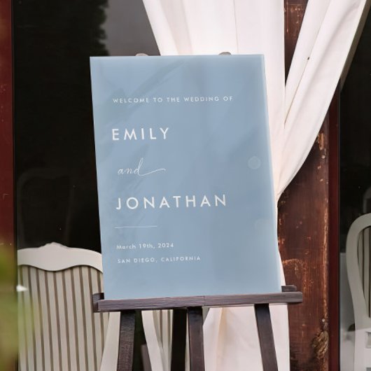 Elégant Dusty Blue Mariage Welcome