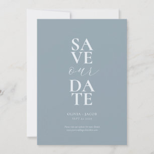 Elegant Dusty Blue Minimalistische bruiloft Save The Date