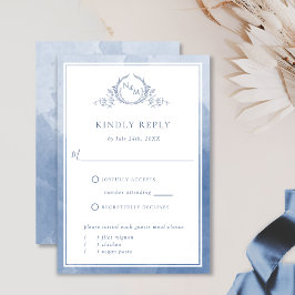 Elegant Dusty Blue Monogram en Waterverf RSVP