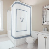 Elegant dusty blue Monogram Letter Douchegordijn (In situ)