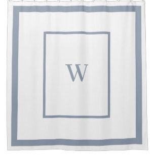 Elegant dusty blue Monogram Letter Douchegordijn