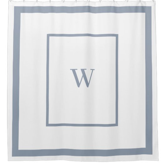 Elegant dusty blue Monogram Letter Douchegordijn (Voorkant)