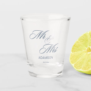 Elegant dusty blue Mr & Mrs. Shot Glas
