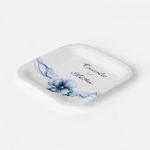 Elegant Dusty Blue Navy Bloemen Bruiloft Papieren Bordje (Gebogen)