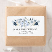 Elegant Dusty Blue Navy Rozen Waterverf Label (Insitu)