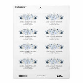 Elegant Dusty Blue Navy Rozen Waterverf Label (Full Sheet)