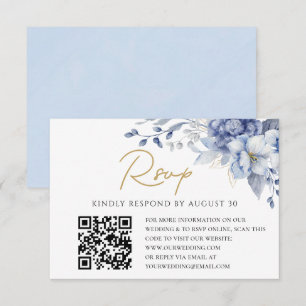 Elégant Dusty Blue or Mariage QR code RSVP