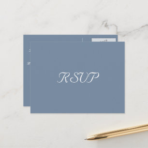 Elegant Dusty Blue Party Bruiloft Reactie RSVP Briefkaart