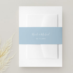 Elegant Dusty Blue Personalized Wedding Uitnodigingen Wikkel