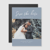 Elegant Dusty Blue Photo Wedding Save the Date (Voorkant / Achterkant)