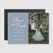 Elegant Dusty Blue Photo Wedding Save the Date (Voorkant / Achterkant)