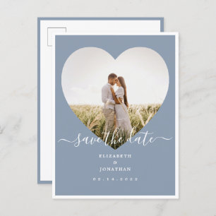 Elegant Dusty Blue Photo Wedding Save the Date Aankondigingskaart